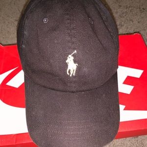 Brown and gold polo hat